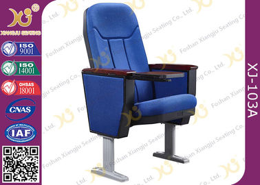 중국 Soild 목제 팔걸이 알루미늄 발을 가진 파란 직물 의사당 의자 협력 업체