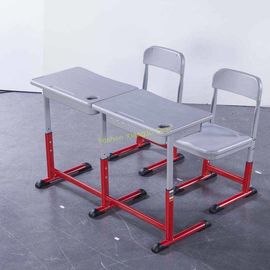 중국 튼튼한 HDPE 금속 물자 두 배 책상과 의자 세트에 의하여 주문을 받아서 만들어지는 색깔 협력 업체