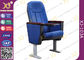 Soild 목제 팔걸이 알루미늄 발을 가진 파란 직물 의사당 의자 협력 업체